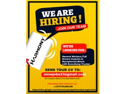 Harmony Joel Gold Mine(PTY) Is Currently Looking For candidates For Permanent Positions 0734186106