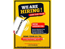 Harmony Joel Gold Mine(PTY) Is Currently Looking For candidates For Permanent PositionsOn 0734186106
