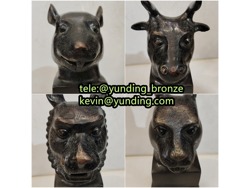 Chinese 12 zodiac animal heads, Chinese Sanxingdui Mask bronze art